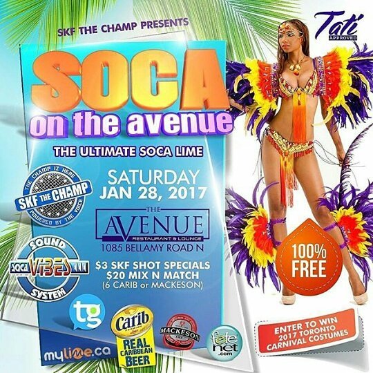 SOCA on the Avenue is tonight

The Avenue (1085 Bellamy Rd.)
@theavenue.lime 
Hosted by: @skfthechamp 
Music by: @socavibes

100% FREE