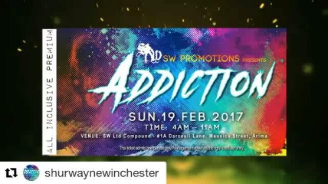 @shurwaynewinchester 
Sunday February 19th, 2017 (4am - 11am)

SW Ltd. Compound
( Darcwell Lane, Mausica Street, Arima)