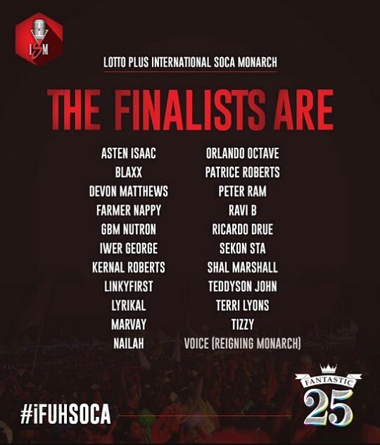 Best of luck to all the International Soca Monarch competitors.