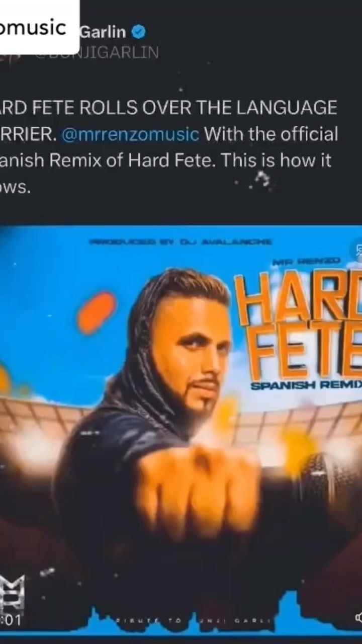 • @mrrenzomusic Hard Fete rolls over the language barrier with ther official Spanish remix by @mrrenzomusic 

🇻🇪🇨🇺🇵🇷🇨🇴🇲🇽🇩🇴🇦🇾🌍🌍🌍🌍

Big up @bunjigarlin & @thedjavalanche for this next breakthrough in soca music.