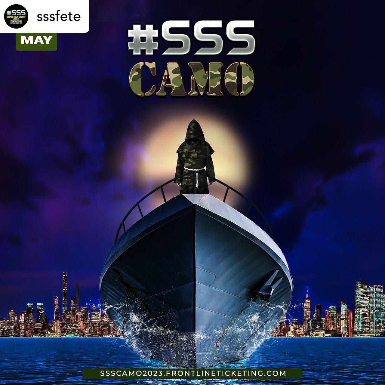 #SSŠ Family! We waking up the Ocean! .

The ship may seem far but it is right there waiting for you to board. 

This Memorial Friday 27th May, 2023!

We waking up the Ocean! 

Secret Soca Society gives you the Annual Camo Bachanaal Boat!!!

Get Your Tickets and be Ready to PUMP! 

Sssfete.frontlineticketing.com
(Link in The Bio)

The Monk is Waiting…