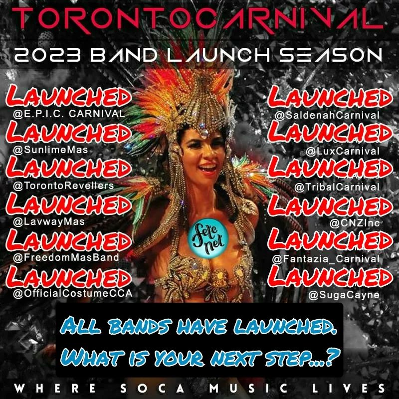 🇨🇦
@torontocarnival.ca Band Launch season 2023 is now complete:

WHAT IS YOUR NEXT STEP?
•
WHAT WOULD YOU WANT TO SEE COVERED?
•
WHAT ARE YOUR UN-ANSWERED QUESTIONS?

Bands LAUNCED:

@e.p.i.c.carnival - PASSION
@sunlimemas - DESIRES
@torontorevellers - ITS SHOW TIME
@lavwaymas - THEN AND NOW
@freedommasband - CARNIVAL IS WOMAN
@officialcostumecca - GODDESS OF PARADISE
@saldenahcarnival - UNMASKED
@luxcarnival - LEGENDS OF DIAMONDS
@tribalcarnival - ONCE UPON A TIME
@cnzinc - LET'S GO (Around The World In 100 Days)
@fantazia_carnival - ODDS AND ODDITIES
@sugacayne - I WANNA DANCE WITH SOMEBODY

DM us if we missed you in one of our posts.