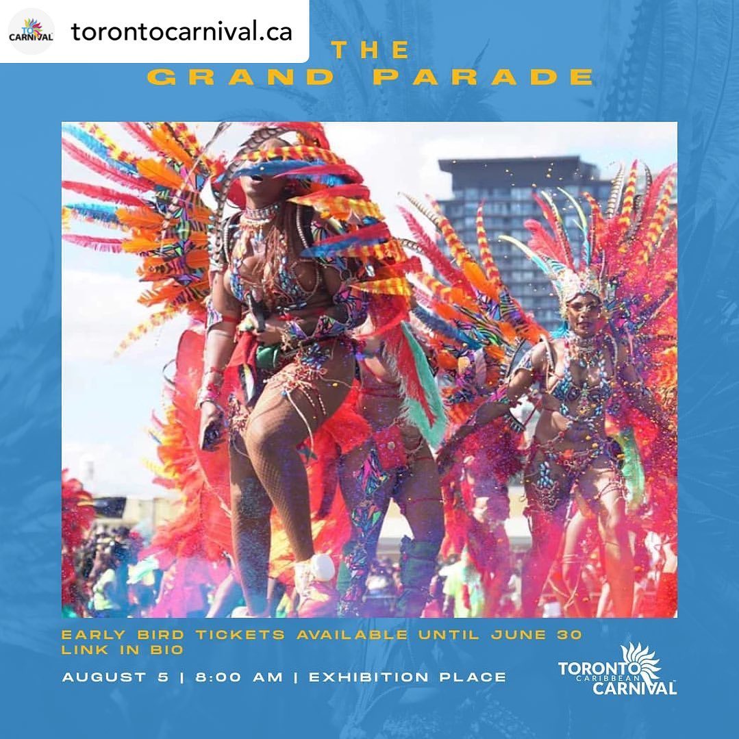 Toronto Caribbean Carnival - Grand Parade.
We are back for another year of world reknowned events.
Early bird tickets available until June 30th!
Come join us for our 

King and Queen Showcase featuring sky high creations by Torontos most phenomenal bands and watch who will take home the crowns of this years king and queen 

Junior King and Queen Showcase with our future masqueraders refusing to be overshadowed by the adults. What these kids may lack in height they make up for in sheer passion and are waiting to show the city what the future hold 

Pan Alive brought to you by @ontsteelpanassociation 
Come see Torontos best steel pan players for a night dedicated to promoting and preserving this cultural musical art form 

The Grande Parade is what all the hype is about and it never disappoints. Have you ever been to the ticketed section? Come see each band onstage competing for top band of 2023. Let the passion and spirit of the parade come over you and feel why Toronto has one of the best Carnivals in the world 

Check out the link in our bio to learn more 
___________________________