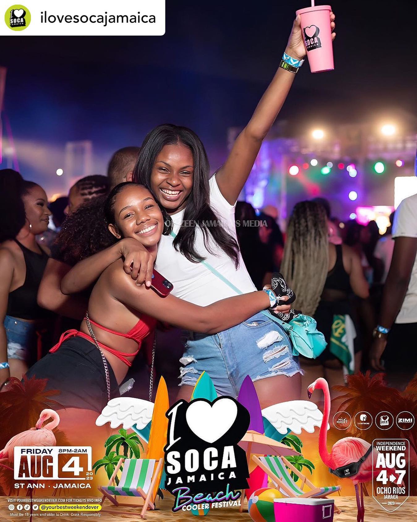 No friend left behind! 🏖 

@ilovesocajamaica BEACH COOLER FESTIVAL.

i LOVE SOCA JA’ BEACH 😎 
@yourbestweekendever 
Friday, Aug 4th 2023,
St Ann 🇯🇲

SECURE your ($55USD) EARLY-BIRD TICKETS

To purchase tickets, visit: Ticketgateway.com/ilovesocajamaica

 @visitjamaica